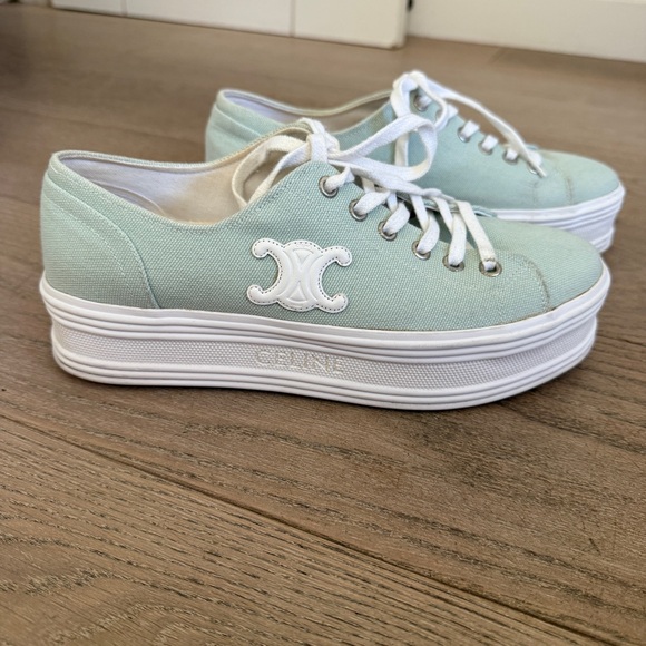 Celine Mint Green Platform Sneakers - Picture 1 of 7
